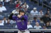 Colorado Rockies' Brenton Doyle prepares to bat during the first inning of a baseball game against the New York Yankees, Friday, Aug. 23, 2024, in New York. (AP Photo/Pamela Smith)