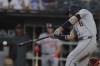 Detroit Tigers' Matt Vierling hits a RBI double during the first inning of a baseball game against the Chicago White Sox, Friday, Aug. 23, 2024, in Chicago. (AP Photo/Melissa Tamez)