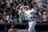 New York Yankees' Aaron Judge crosses home plate after hitting a home run during the seventh inning of a baseball game against the Colorado Rockies, Sunday, Aug. 25, 2024, in New York. (AP Photo/Bryan Woolston)
