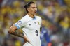 FILE - Uruguay forward Darwin Núñez (19) looks on during a Copa America semifinal soccer match with Colombia, in Charlotte, N.C., July 10, 2024, (AP Photo/Jacob Kupferman, File)