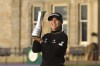 Lydia Ko of New Zealand, poses for the media with the trophy for winning the Women's British Open golf championship, and becoming Champion golfer, in St. Andrews, Scotland, Sunday, Aug. 25, 2024. (AP Photo/Scott Heppell)