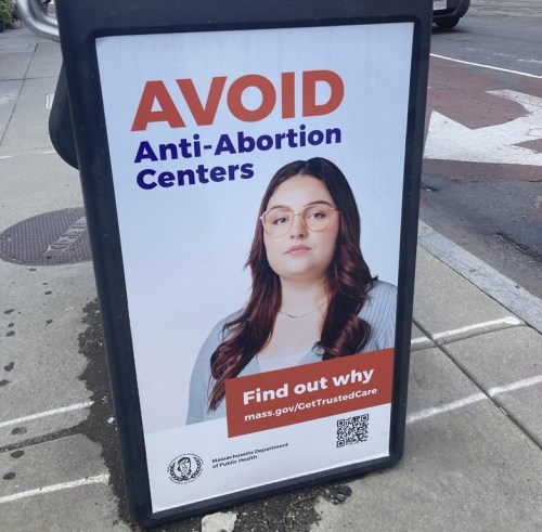 A sign deterring people from going to 