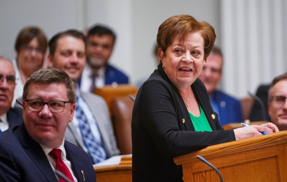 The Saskatchewan government's first-quarter financial report is forecasting a deficit of $354 million this year. Saskatchewan Minister of Finance Donna Harpauer presents the 2024-2025 Saskatchewan budget in Regina, on Wednesday, March 20, 2024. THE CANADIAN PRESS/Heywood Yu