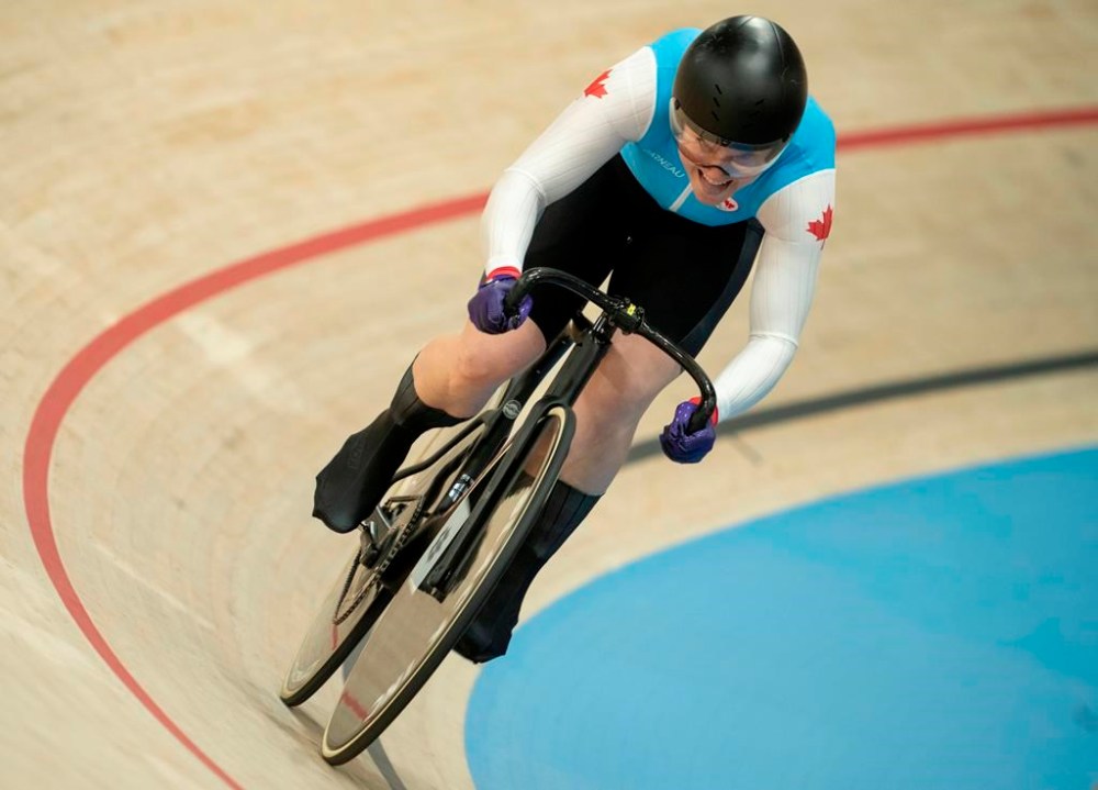 Canada's Kate O'Brien competes in the Women’s C4 500m Time Trial at the Paris 2024 Paralympic Games in Saint-Quentin-en-Yvelines, outside Paris, on Thursday, August 29, 2024. THE CANADIAN PRESS/HO - OIS/IOC, Bob Martin