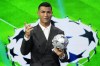 Cristiano Ronaldo, the all-time leading goalscorer in the Champions League, speaks after receiving a special award from UEFA President Aleksander Ceferin in recognition of his achievements in the competition, during the Champions League, league phase, draw, in Monaco, Thursday, Aug. 29, 2024. (AP Photo/Gregorio Borgia)