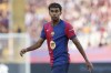 FILE - Barcelona's Lamine Yamal attends the Spanish La Liga soccer match between FC Barcelona and Athletic Bilbao at the Olympic stadium in Barcelona, Spain, Saturday, Aug. 24, 2024. (AP Photo/Joan Monfort, File)