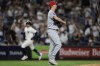 St. Louis Cardinals starting pitcher Erick Fedde reacts after giving up a two-run home run to New York Yankees Austin Wells during the third inning of a baseball game, Friday, Aug. 30, 2024, in New York. (AP Photo/Adam Hunger)