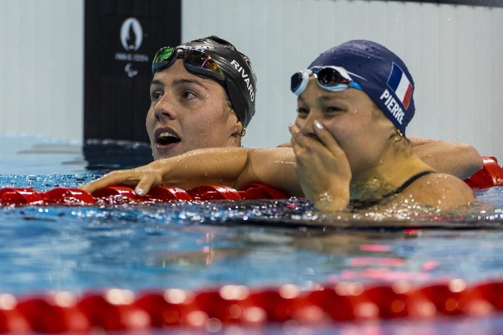 Aurelie Rivard wins silver in the 100M Freestyle S10 at the 2024 Paralympics in Paris, France on September 1, 2024. // Aurélie Rivard remporte l’argent à l’épreuve féminine de 100 m style libre S10 aux Jeux paralympiques de 2024 à Paris, en France, le 1er septembre 2024. THE CANADIAN PRESS/HO - CANADIAN PARALYMPIC COMMITTEE, Michael P. Hall, *MANDATORY CREDIT*