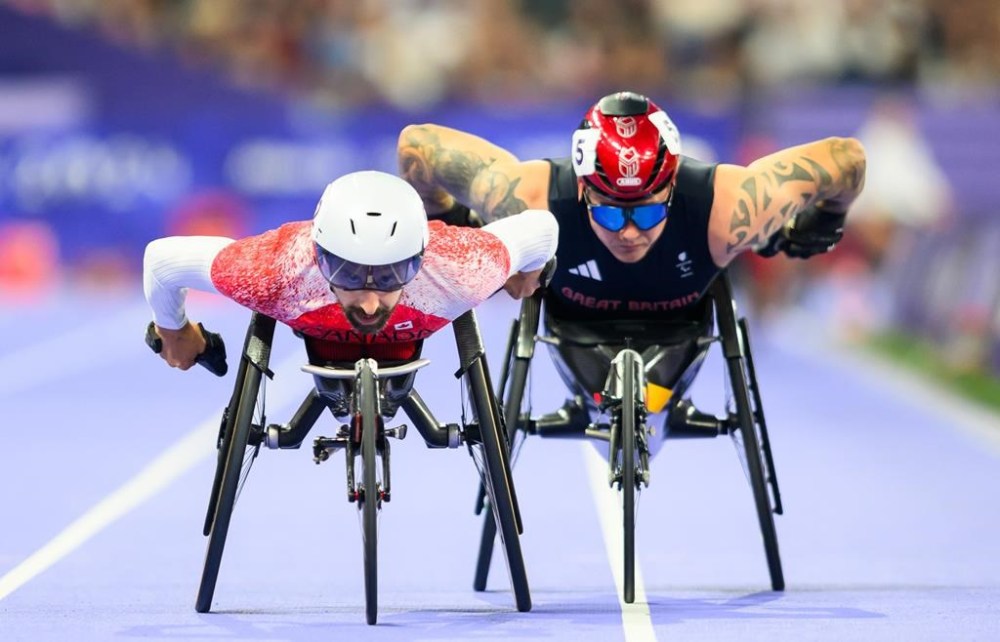 Canadian wheelchair racer Brent Lakatos has earned a silver medal at the Paralympic Games. Lakatos competes in the Men’s 5000m T54 Final at the 2024 Paralympic Games in Paris, France on August 31, 2024. // Brent Lakatos participe à la finale masculine du 5 000 m T54 aux Jeux paralympiques de 2024 à Paris, France, le 31 août 2024. THE CANADIAN PRESS/HO-CANADIAN PARALYMPIC COMMITTEE, Angela Burger, *MANDATORY CREDIT*