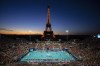 Blind soccer players from France and China compete in a Preliminary Round Group A - Match 4, at the Eiffel Tower Stadium, during the 2024 Paralympics, Sunday, Sept. 1, 2024, in Paris, France. (AP Photo/Emilio Morenatti)