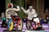 Ruth Sylvie Morel, right, competes at Wheelchair Fencing in the women’s sabre A category during the Paralympic Games in Paris, France on Tuesday September 3, 2024. THE CANADIAN PRESS/HO-CANADIAN PARALYMPIC COMMITTEE, Dave Holland