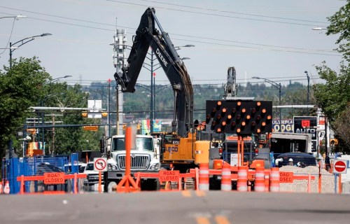 Crews continue to work to repair a major water main break and five other weak spots in Calgary, Saturday, June 22, 2024. City officials say they have found a way to ease some of the strain on the water system while the pipe is shut down again for repairs. THE CANADIAN PRESS/Jeff McIntosh