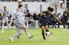 Columbus Crew forward Jacen Russell-Rowe, right, takes a shot in front of CF Montreal defender Joel Waterman during an MLS soccer match in Columbus, Ohio, Saturday, Oct. 21, 2023. Russell-Rowe has replaced the injured Theo Bair in camp with Canada ahead of friendlies against the U.S. and Mexico. THE CANADIAN PRESS/AP-Paul Vernon