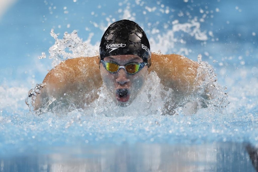 Nicholas Bennett in the 200M IM S14 finals at the 2024 Paralympics in Paris, France on September 4, 2024. // Nicholas Bennett participe à la finale masculine individuelle de 200 m quatre nages S14 aux Jeux paralympiques de 2024 à Paris, en France, le 4 septembre 2024. THE CANADIAN PRESS/HO, CANADIAN PARALYMPIC COMMITTEE, Michael P. Hall