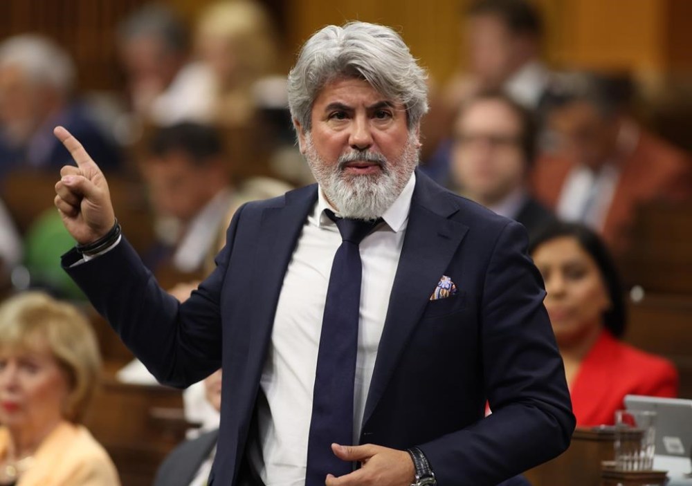 Minister of Transport Pablo Rodriguez rises during Question Period in the House of Commons on Parliament Hill in Ottawa on June 12, 2024. Transport Minister Pablo Rodriguez says Via Rail has 30 days to make some changes following a train delay that left passengers stranded over the weekend. THE CANADIAN PRESS/ Patrick Doyle