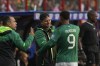 Bolivia's coach Oscar Villegas celebrates with Enzo Monteiro after their fourth goal against Venezuela during a qualifying soccer match for the FIFA World Cup 2026 at the Municipal de Villa Ingenio stadium in El Alto, Bolivia, Thursday, Sept. 5, 2024. (AP Photo/Juan Karita)