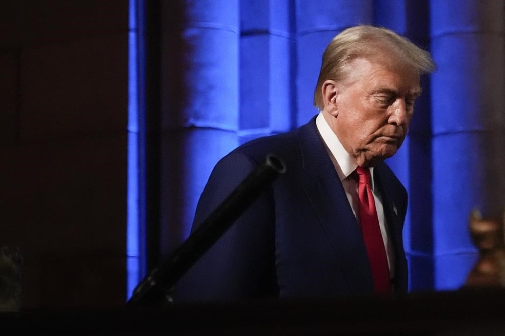 Republican presidential nominee former President Donald Trump arrives to speak at a campaign event at the Economic Club of New York, Thursday, Sept. 5, 2024, in New York. (AP Photo/Alex Brandon)