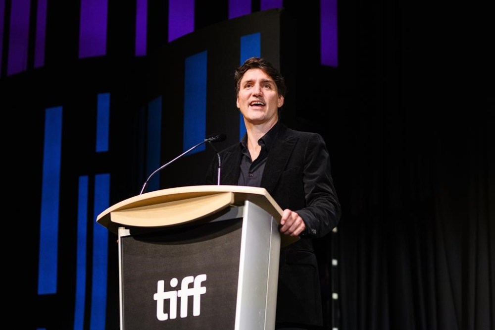Prime Minister Justin Trudeau gives remarks ahead of the screening of the opening film “Nutcrackers”, at the 2024 Toronto International Film Festival in Toronto on Thursday, September 5, 2024. THE CANADIAN PRESS/Christopher Katsarov