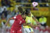 Canada's Ella Ottey, left, and Brazil's Milena go for a header during a U-20 Women's World Cup soccer match in Bogota, Colombia, Friday, Sept. 6, 2024. THE CANADIAN PRESS/AP, Fernando Vergara