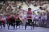 Canada's Austin Smeenk celebrates after winning the men's 800 m. T34 at the 2024 Paralympics, Saturday, Sept. 7, 2024, in Paris, France. THE CANADIAN PRESS/AP-Christophe Ena
