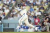Los Angeles Dodgers left fielder Andy Pages (44)of a baseball game in Los Angeles, Saturday, Sept. 7, 2024. (AP Photo/Ashley Landis)
