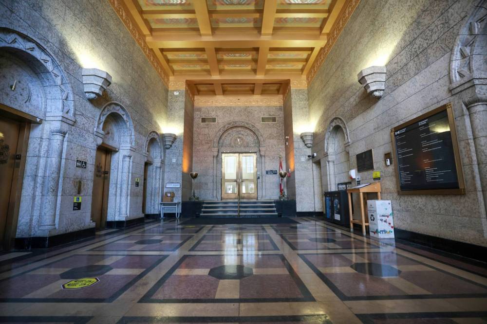 There are no figurative elements in the Federal Building’s design scheme, but decorative motifs favour prairie flora and fauna, including wheat sheafs and thistles, wild ducks and rabbits. (Ruth Bonneville / Free Press_