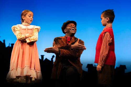 ROBERT TINKER PHOTO
                                From left: Jane (Isla Horner), Bert (Joema Frith) and Michael (Davison Gee) in Mary Poppins