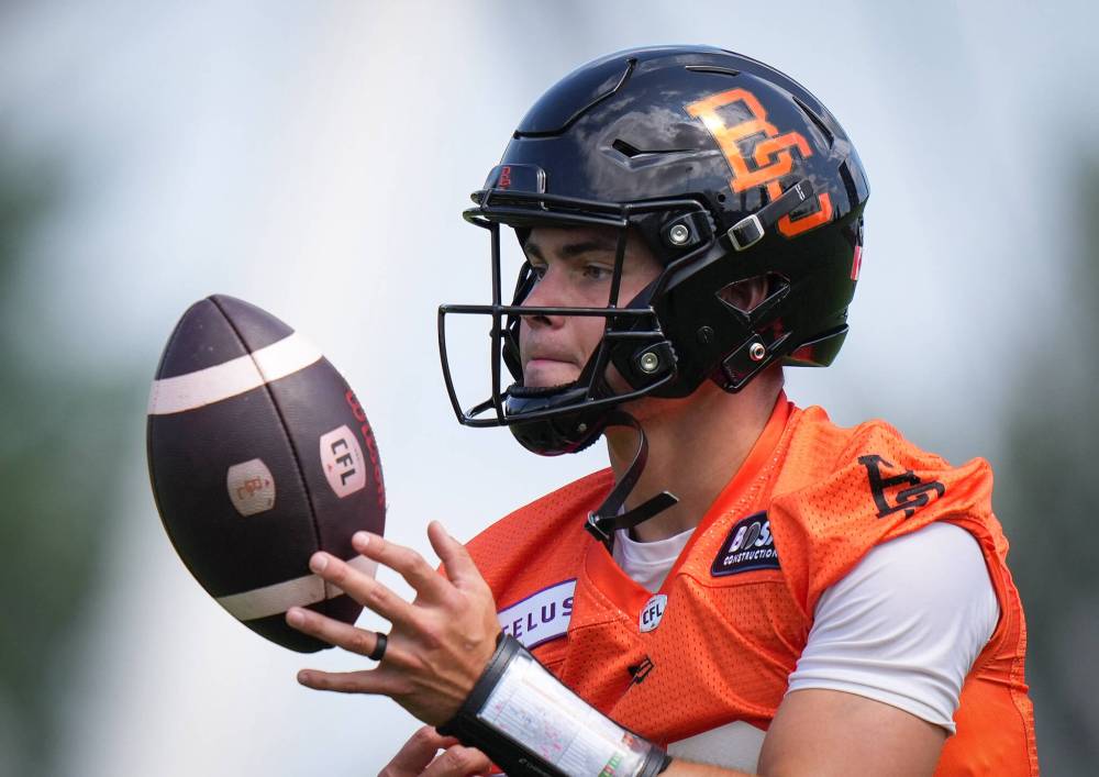 Darryl Dyck / THE CANADIAN PRESS
B.C. Lions quarterback Nathan Rourke has never been on the winning end of a game against the Blus Bombers.