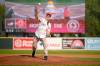 MIKE SUDOMA / FREE PRESS
                                Actor Bob Odenkirk throws one of two ceremonial first pitches to open the game at Blue Cross Park Saturday night.