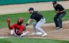 JOHN WOODS / FREE PRESS
                                Winnipeg Goldeyes’ Roby Enriquez (17) gets tagged out at third by Sioux City Explorers’ Cameron Cannon (9) as he tries to make it back after a steal attempt of home base in Winnipeg Sunday, August 18, 2024.