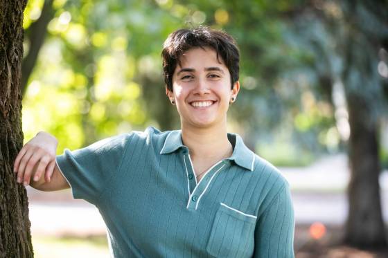 Cogie Cogan, who volunteers with a number of student groups related to animal ethics, environmental sustainability, and LGBTTQ+ rights. (Mikaela MacKenzie / Free Press)