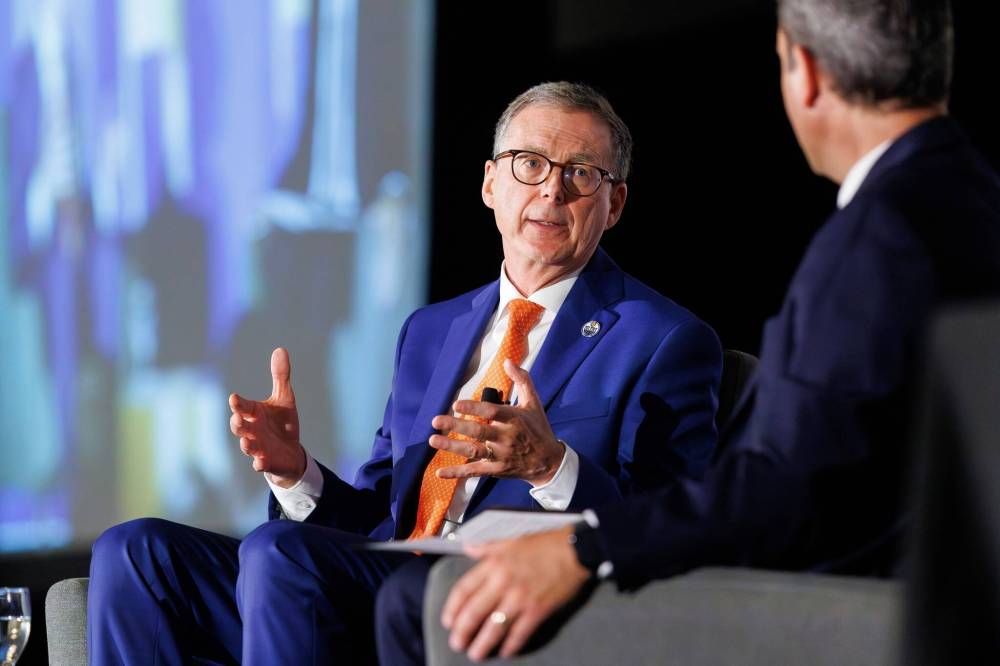 MIKE DEAL / FREE PRESS
Bank of Canada Governor Tiff Macklem speaks during a keynote address at a Winnipeg Chamber of Commerce luncheon at the RBC Convention Centre, June 24. The bank’s governing council will meet Sept. 4 to decide whether to reduce its interest rate.