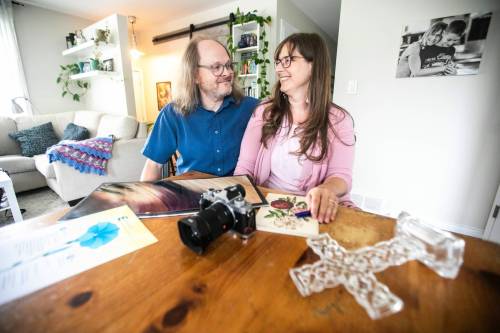MIKAELA MACKENZIE / WINNIPEG FREE PRESS
                                Photographer Tony Schellenberg and poet Angeline Schellenberg, who are married, are collaborating during an artist&rsquo;s residency at Saint Benedict&rsquo;s Table Anglican Church.