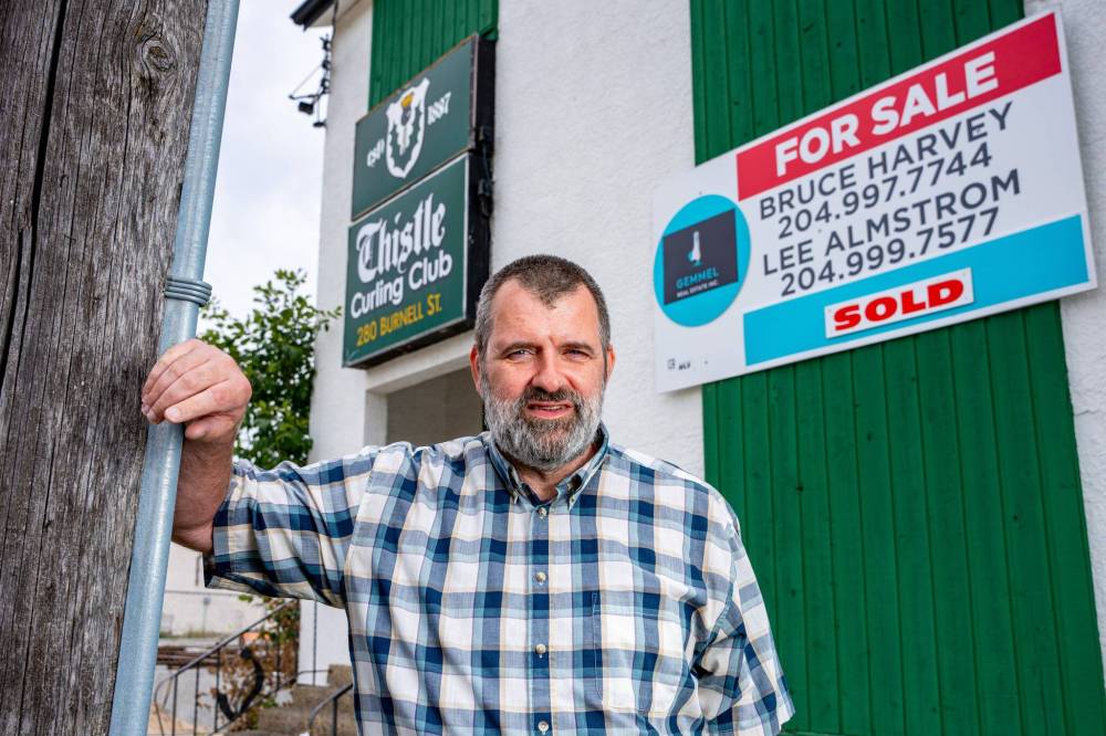 NIC ADAM / FREE PRESS
‘I feel good about it — real good about it,’ Thistle Curling Club secretary and shareholder Trevor De Ryck says of the recent sale of the city building that has been vacant since April 2023.