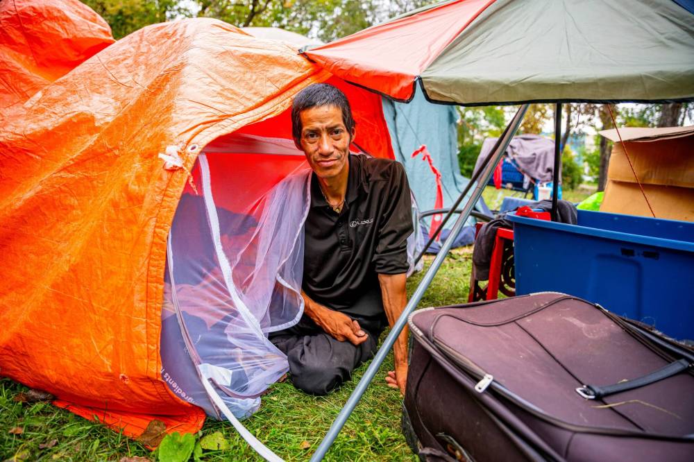 NIC ADAM / FREE PRESS
Dirk Franklin, 43, a resident of an encampment near the legislature, says he feels safer here than at a shelter.