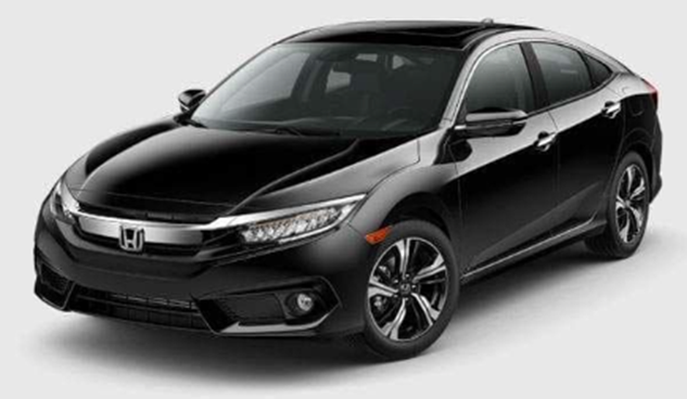 A black four-door 2018 Honda Civic Touring (Supplied)