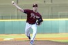 Texas Rangers pitcher Jacob deGrom throws during his rehab start in a Frisco Rough Riders baseball game in Frisco, Texas, Thursday, Aug. 22, 2024, (AP Photo/LM Otero)
