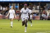 Bay FC forward Asisato Shoala (8) reacts after scoring the game-winning goal during the second half of an NWSL soccer match against Racing Louisville in San Jose, Calif., Saturday, Sept. 7, 2024. (Stephen Lam/San Francisco Chronicle via AP)