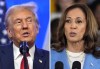 Republican presidential nominee, former President Donald Trump, at an event, Aug. 15, 2024, in Bedminster, N.J., left, and Democratic presidential nominee, Vice President Kamala Harris at a campaign event in Raleigh, N.C., Aug. 16, 2024, are shown in a composite image made from two photographs. THE CANADIAN PRESS/AP