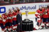 Bill Daly, deputy commissioner of the NHL, center left, poses with the Florida Panthers and the Prince of Wales Trophy after after the Panthers defeated the New York Rangers in Game 6 to win the Eastern Conference finals, Saturday, June 1, 2024, in Sunrise, Fla. THE CANADIAN PRESS/AP-Lynne Sladky