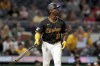 Pittsburgh Pirates' Andrew McCutchen watches his three-run home run during the fifth inning of a baseball game against the Miami Marlins, Tuesday, Sept. 10, 2024, in Pittsburgh. (AP Photo/Matt Freed)