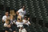 Chicago White Sox fans show their disappointment after the White Sox lost against the Cleveland Guardians in Chicago, Wednesday, Sept. 11, 2024. (AP Photo/Paul Beaty)