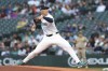 Seattle Mariners starting pitcher Bryan Woo throws during the first inning of a baseball game against the San Diego Padres, Wednesday, Sept. 11, 2024, in Seattle. (AP Photo/Jason Redmond)