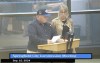 This image made from video released by the City of Springfield shows Nathan Clark, father of Aiden Clark, speaking at a City Commission meeting, Tuesday, Sept. 10, 2024 in Springfield, Ohio. (City of Springfield via AP)