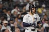 New York Yankees' Aaron Judge waits on deck during the fifth inning of a baseball game against the Boston Red Sox at Yankee Stadium Thursday, Sept. 12, 2024, in New York. (AP Photo/Seth Wenig)