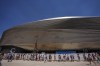 FILE - Fans of U.S. singer Taylor Swift queue to enter her concert, outside Santiago Bernabeu stadium in Madrid, Spain, May 29, 2024. (AP Photo/Manu Fernandez, File)
