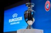 FILE - The UEFA Euro trophy is pictured after Britain and Ireland were elected to host the Euro 2028 football tournament during the the UEFA EURO 2028 and 2032 hosts announcement ceremony after the UEFA Executive Committee, at UEFA Headquarters, in Nyon, Switzerland, Oct. 10, 2023. (Jean-Christophe Bott/Keystone via AP, File)