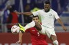 FILE - Saudi Arabia's forward Fahad Al Muwallad, foreground, controls the ball against Lebanon's defender Moataz Bellah al Juna, background, during the AFC Asian Cup group E soccer match between Lebanon and Saudi Arabia at Al Maktoum Stadium in Dubai, United Arab Emirates, Saturday, Jan. 12, 2019. (AP Photo/Hassan Mammar, file)