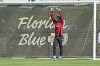 Inter Miami goalkeeper Drake Callender prepares to work out at the MLS soccer team's training facility, Friday, Sept. 13, 2024, in Fort Lauderdale, Fla. (AP Photo/Wilfredo Lee)