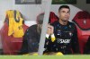 Portugal's Cristiano Ronaldo, right, sits on the bench during the UEFA Nations League soccer match between Portugal and Scotland at the Luz stadium in Lisbon, Portugal, Sunday, Sept. 8, 2024. (AP Photo/Armando Franca)